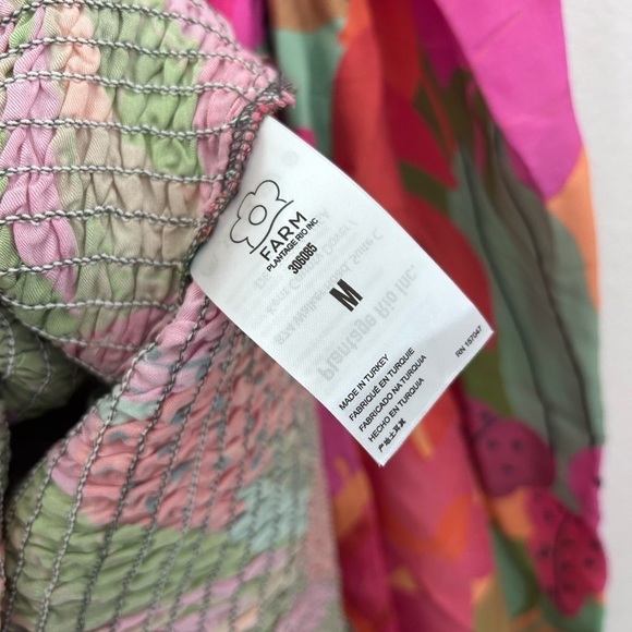 Farm Rio Sweet Forest Long Sleeve Mini Dress Orange Pink Size M NEW - Picture 8 of 12